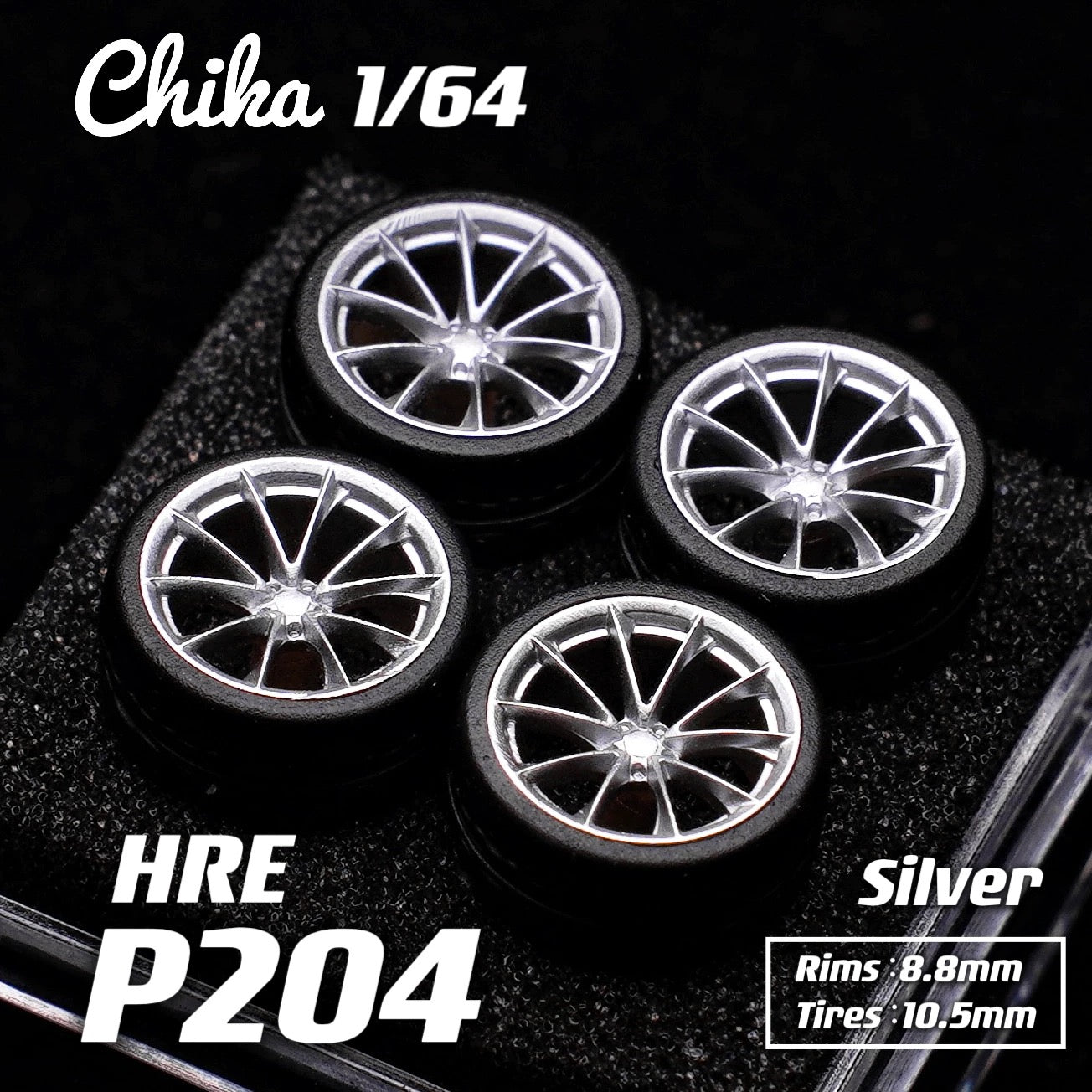 1:64 HRE P204 Custom Wheel Set 10.5mm | Premium Static Model Car Upgrade Rims