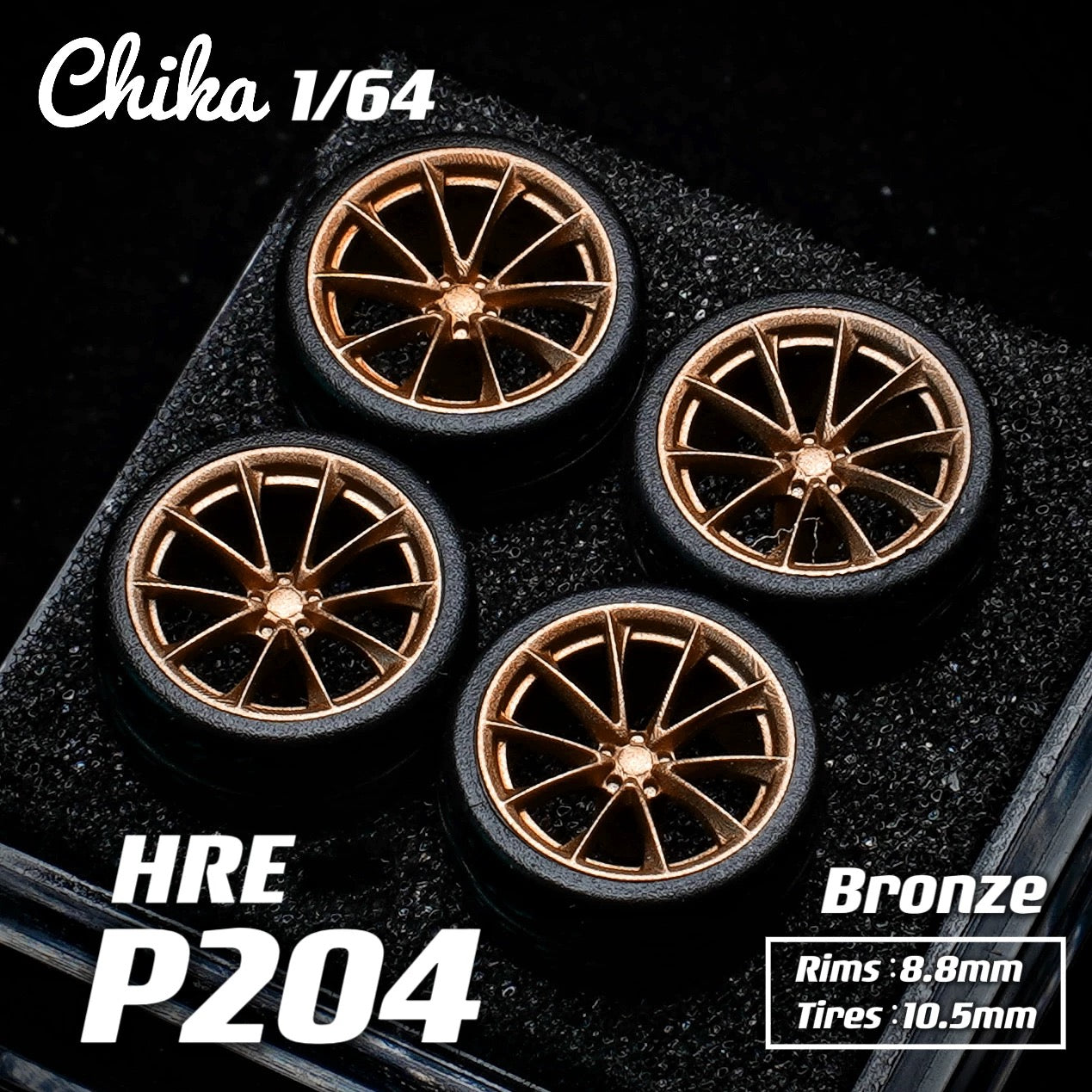 1:64 HRE P204 Custom Wheel Set 10.5mm | Premium Static Model Car Upgrade Rims