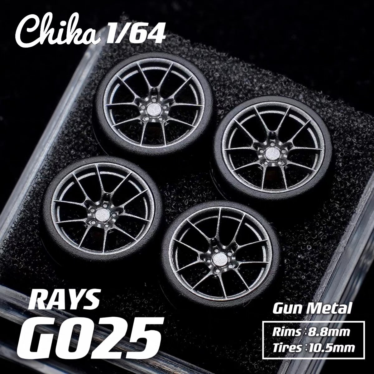 1:64 Rays G025 Custom Wheel Rims 9.7mm/10.5mm | Static Model Car Modification Wheels | Premium Diecast Upgrade Parts | In Stock