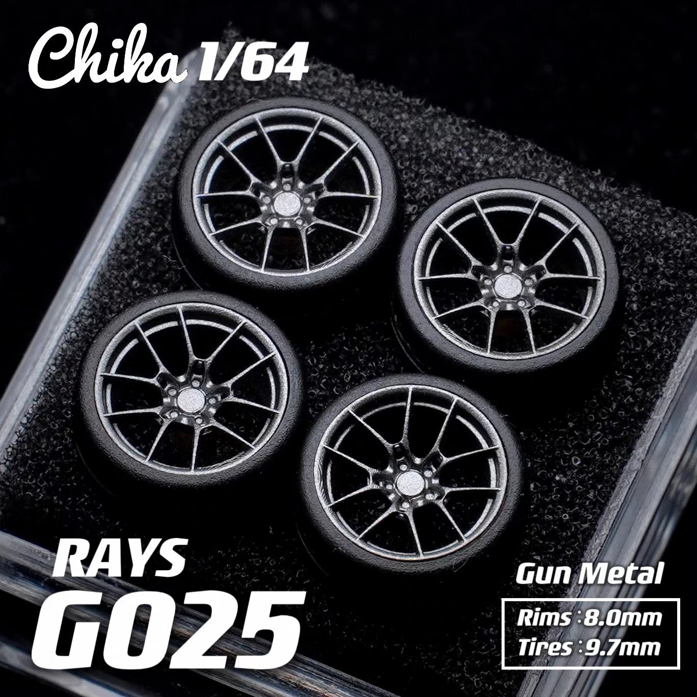 1:64 Rays G025 Custom Wheel Rims 9.7mm/10.5mm | Static Model Car Modification Wheels | Premium Diecast Upgrade Parts | In Stock
