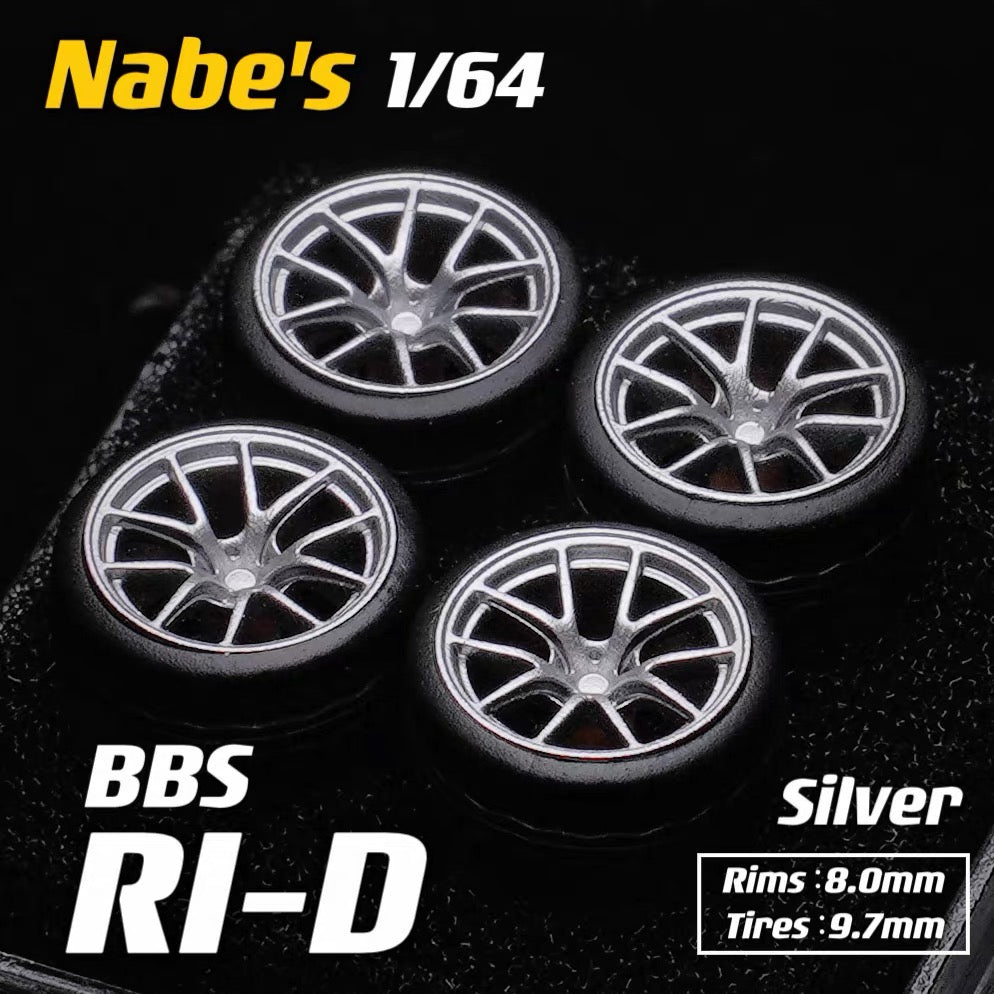 1:64 Nabes BBS RID RIA Wheels 9.7mm/10.5mm Custom Rims for Diecast Cars