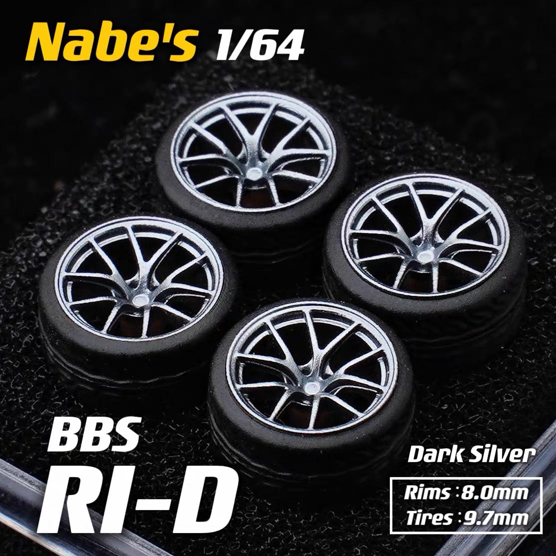 1:64 Nabes BBS RID RIA Wheels 9.7mm/10.5mm Custom Rims for Diecast Cars