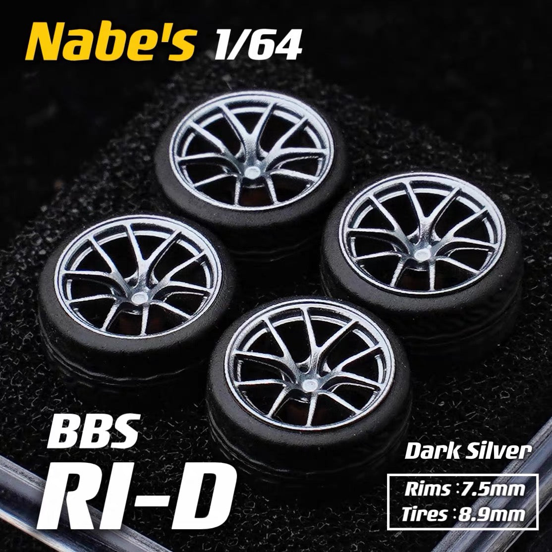 1:64 Nabes BBS RID RIA Wheels 9.7mm/10.5mm Custom Rims for Diecast Cars