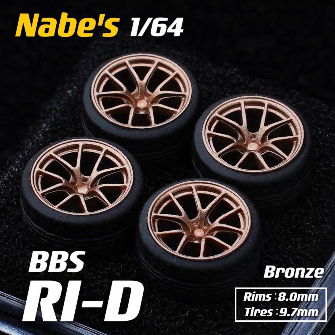 1:64 Nabes BBS RID RIA Wheels 9.7mm/10.5mm Custom Rims for Diecast Cars