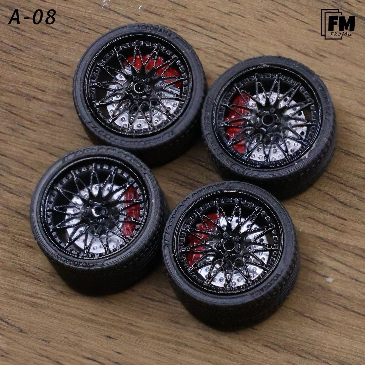 【In Stock】FM A-08 10.5mm Custom Static Wheel Rims for 1:64 Diecast Cars – Premium Alloy Wheels & Rubber Tires