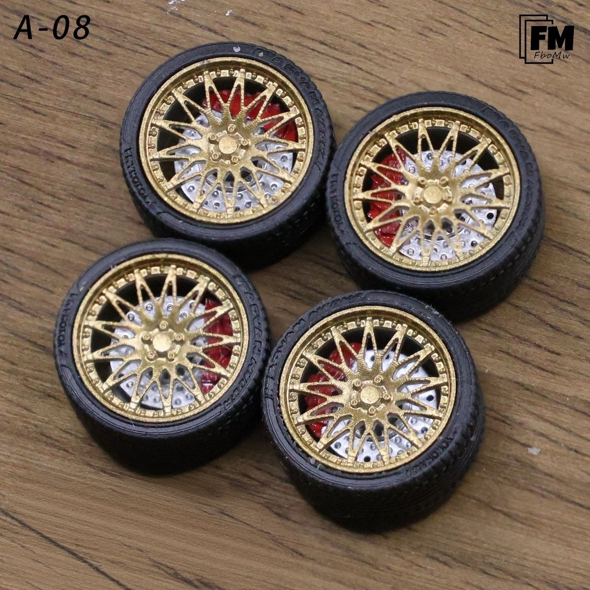 【In Stock】FM A-08 10.5mm Custom Static Wheel Rims for 1:64 Diecast Cars – Premium Alloy Wheels & Rubber Tires