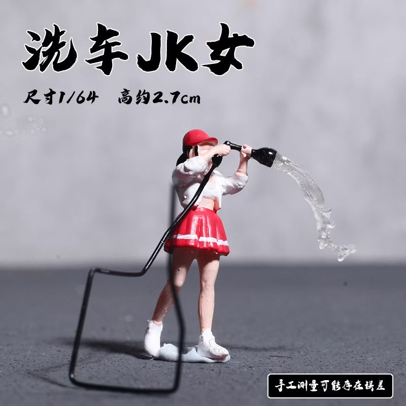 1:64 Scale Mini Mechanic & Car Wash Worker Figure, Diecast Model Diorama Accessory, Scene Decoration