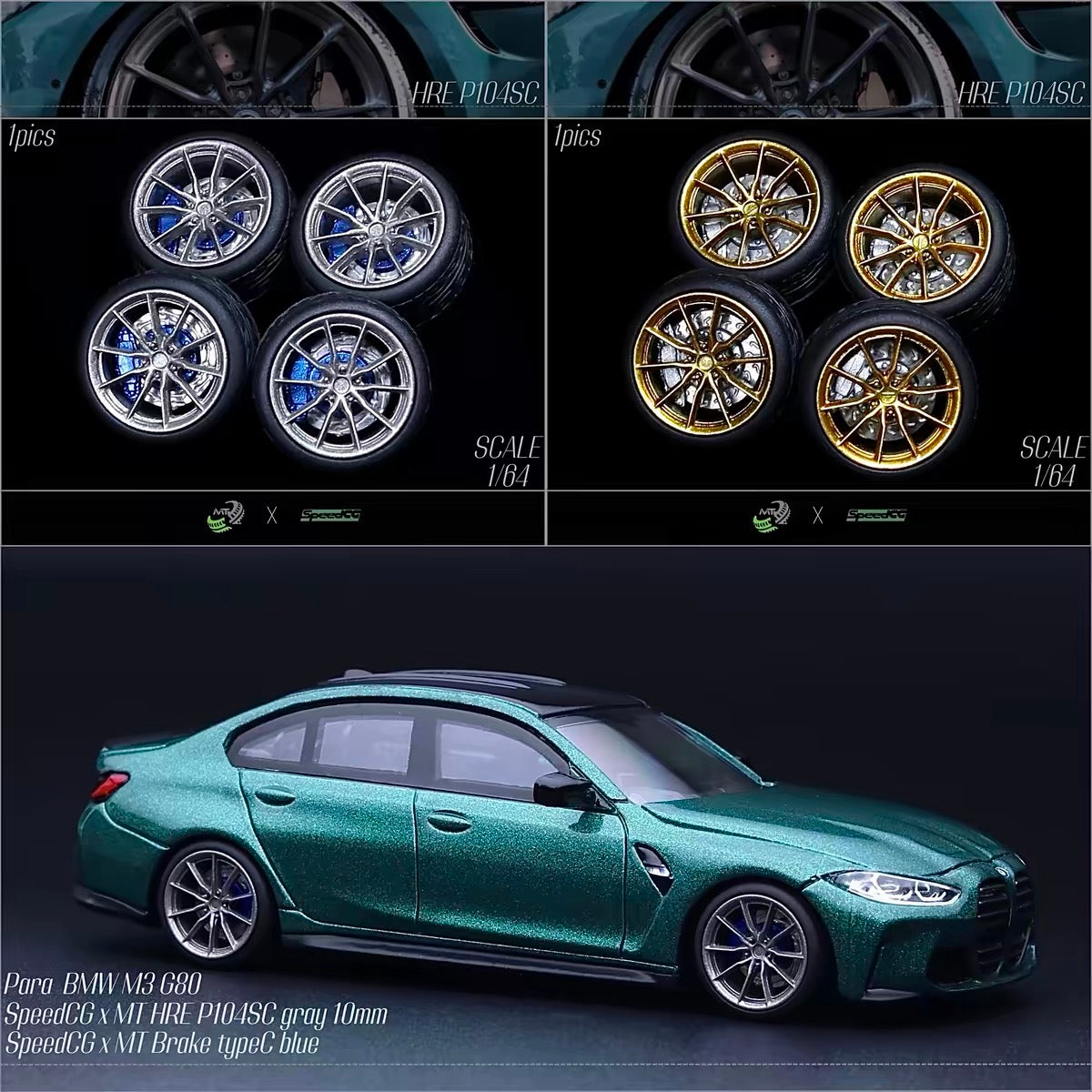 1:64 HRE P104SC Static Wheel Set – Resin Wheels  10mm for Diecast Model Cars