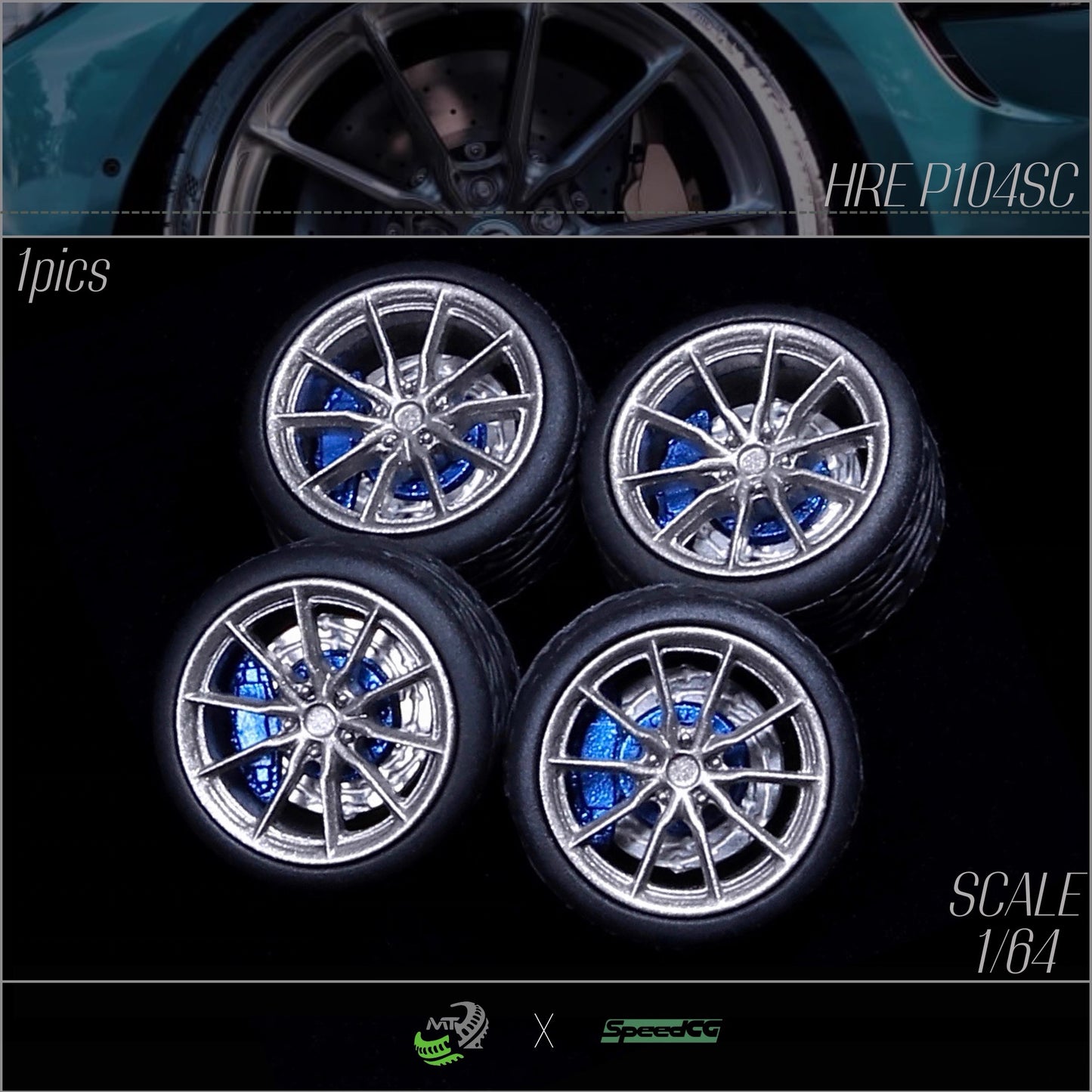 1:64 HRE P104SC Static Wheel Set – Resin Wheels  10mm for Diecast Model Cars