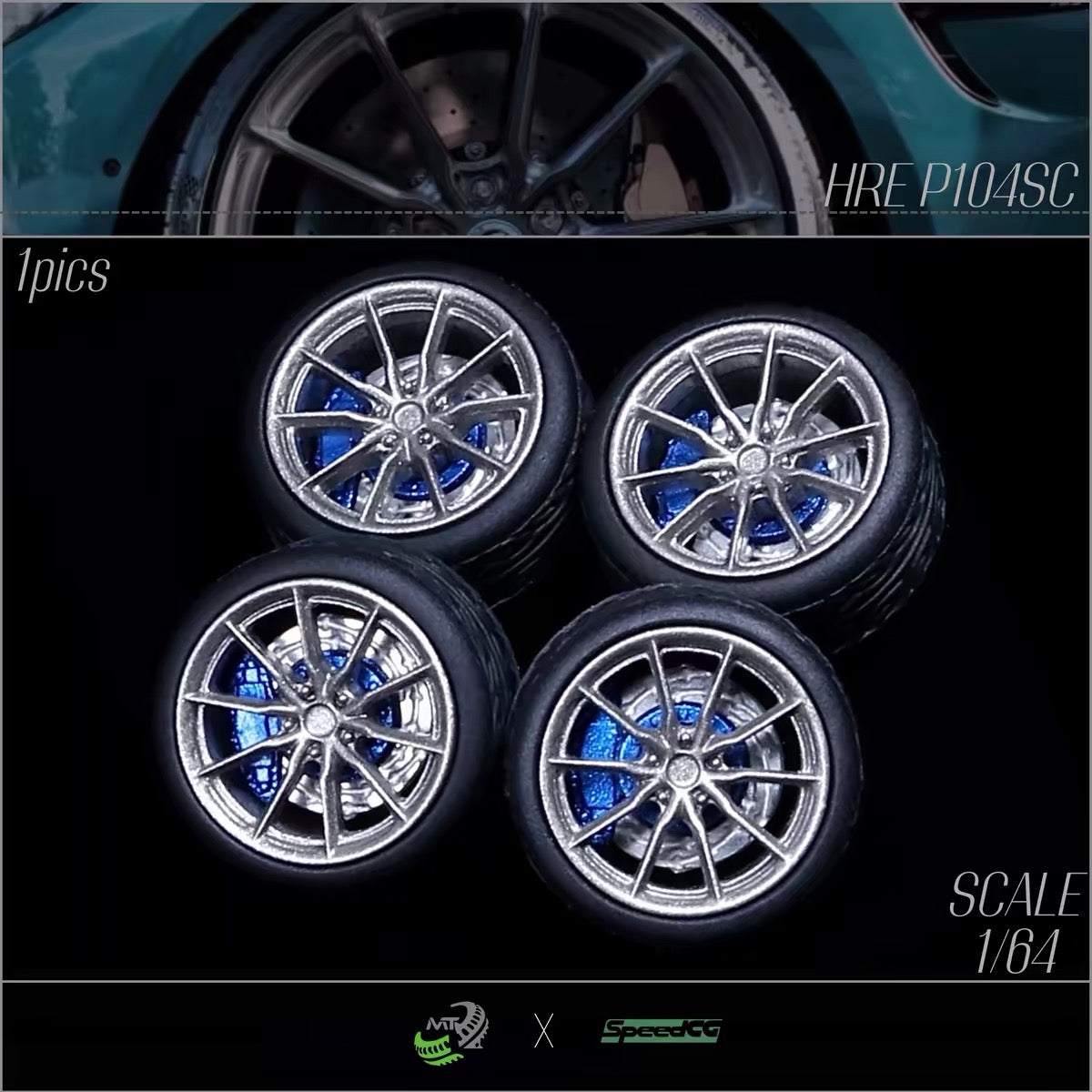 1:64 HRE P104SC Static Wheel Set – Resin Wheels  10mm for Diecast Model Cars