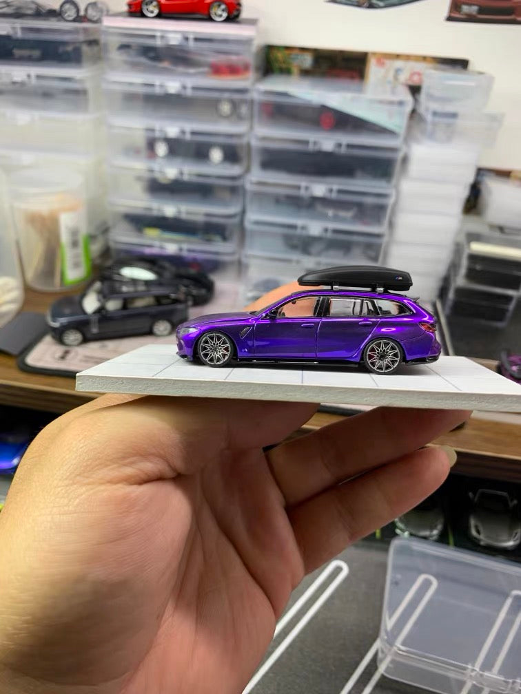 1:64 BMW M3 Touring Replica Bearing Wheels with Tires 9.8mm Custom Alloy Rims for Diecast Models