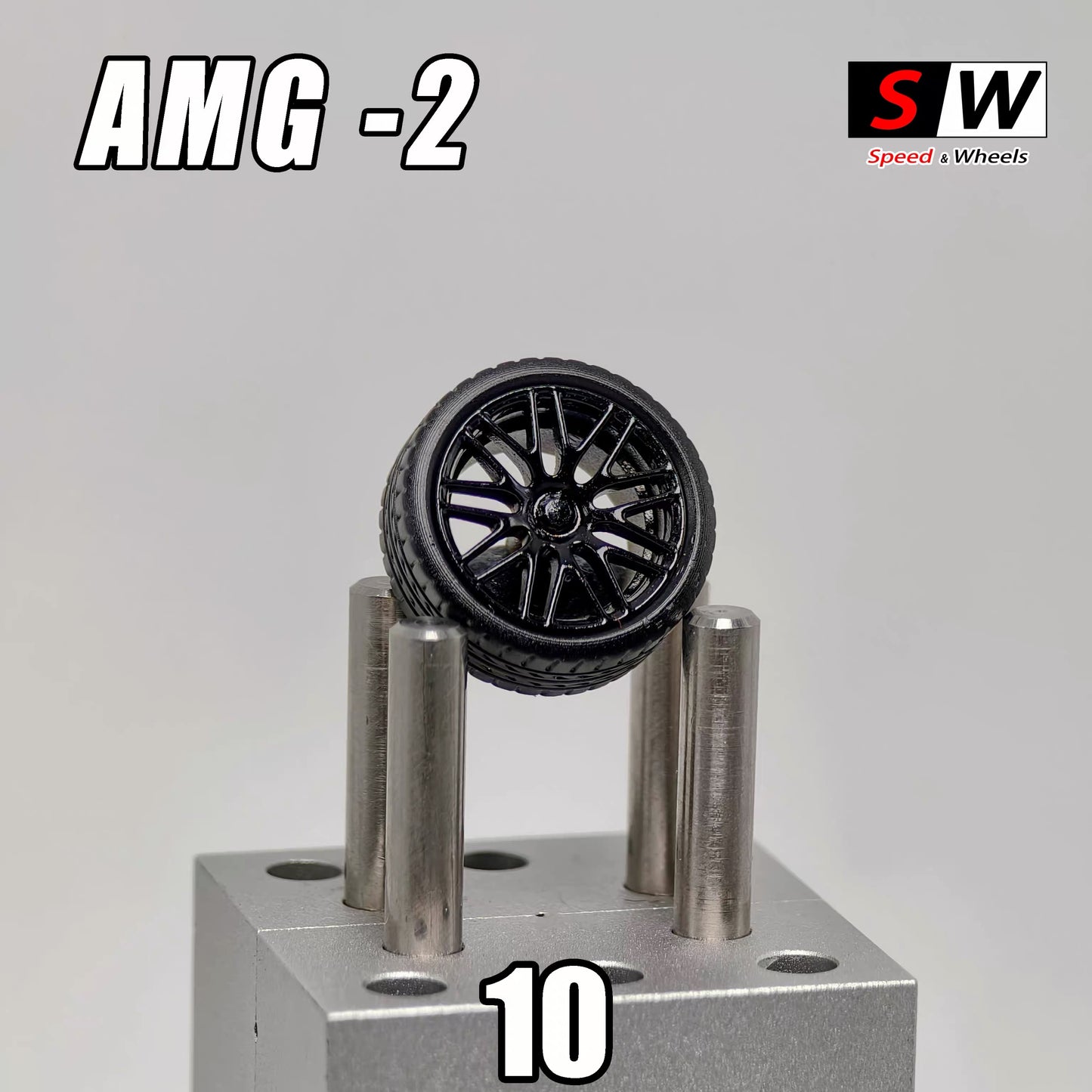 1:64 AMG-2 10mm Wheel Set – Stance Custom Rubber Tires Diecast Model Car Wheels