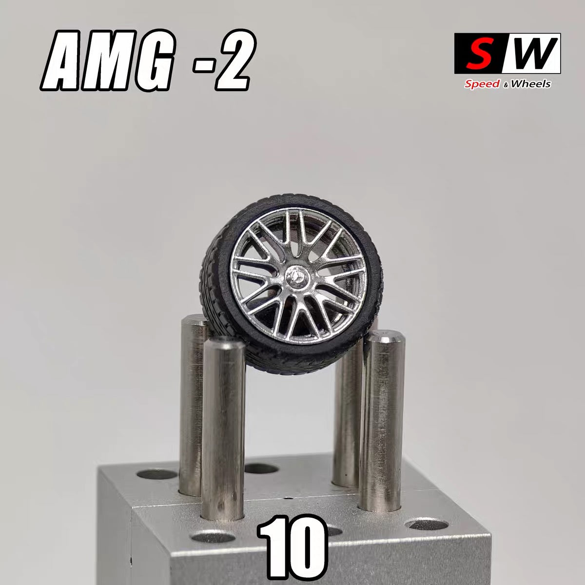 1:64 AMG-2 10mm Wheel Set – Stance Custom Rubber Tires Diecast Model Car Wheels