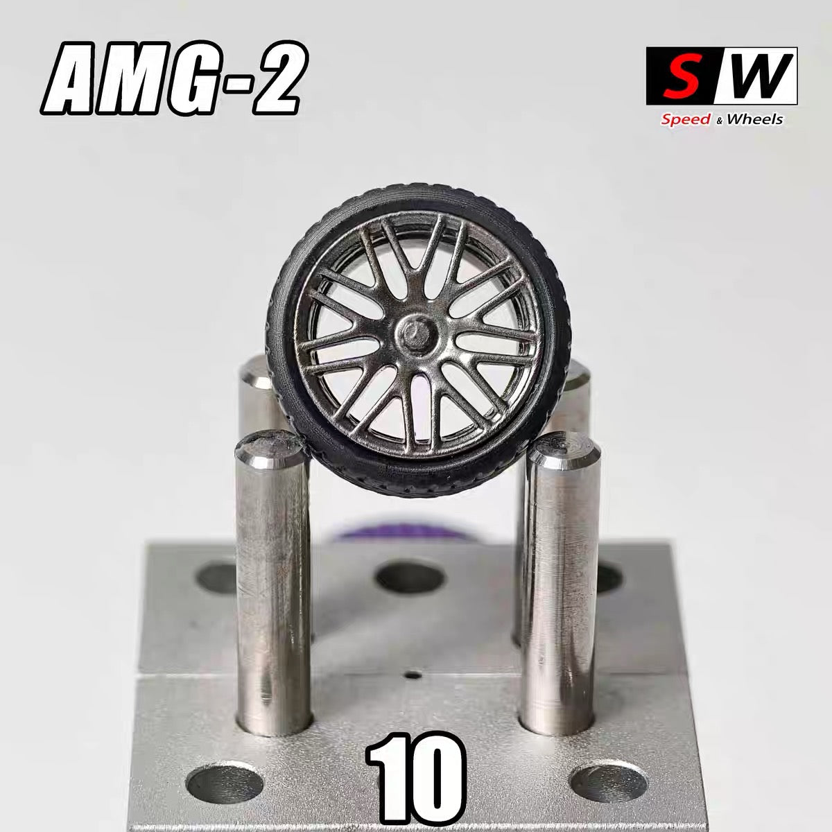 1:64 AMG-2 10mm Wheel Set – Stance Custom Rubber Tires Diecast Model Car Wheels