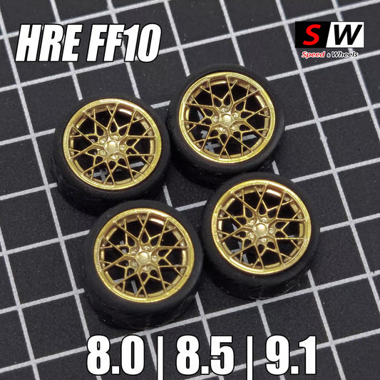 1:64 HRE FF10 Stance Fitment Wheels – Custom Rubber Tire Rim Set for Diecast Models