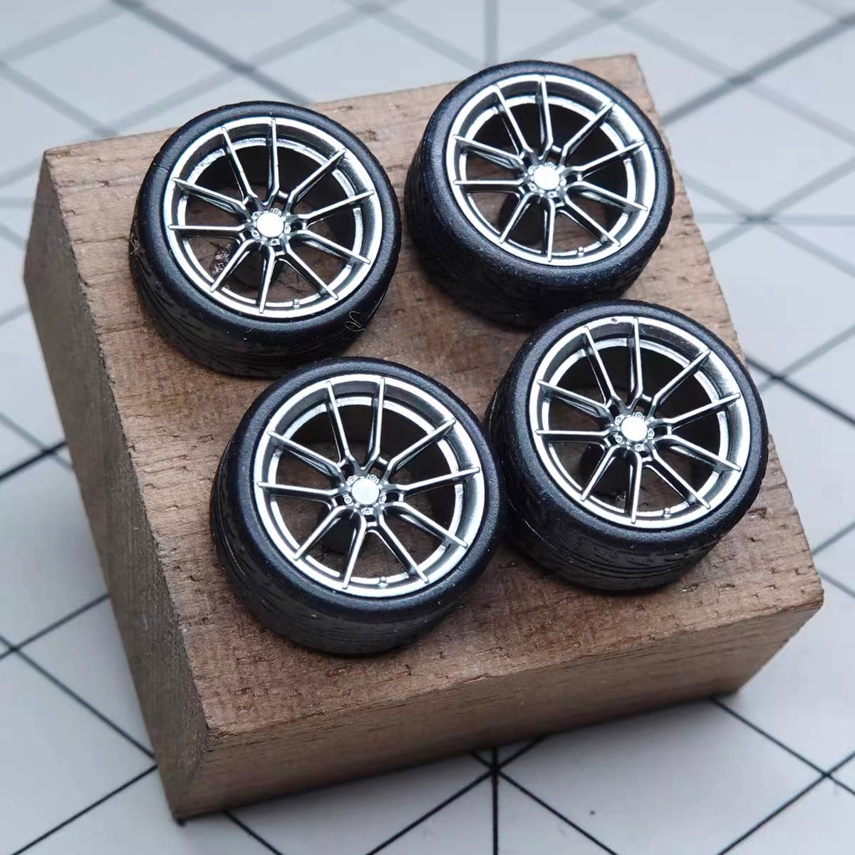 Puff Studio 1:64 Vossen NF9 Wheels | Front 8.5mm Rear 8.8mm Axle OEM Style Aggressive Stance Diecast Custom Wheels