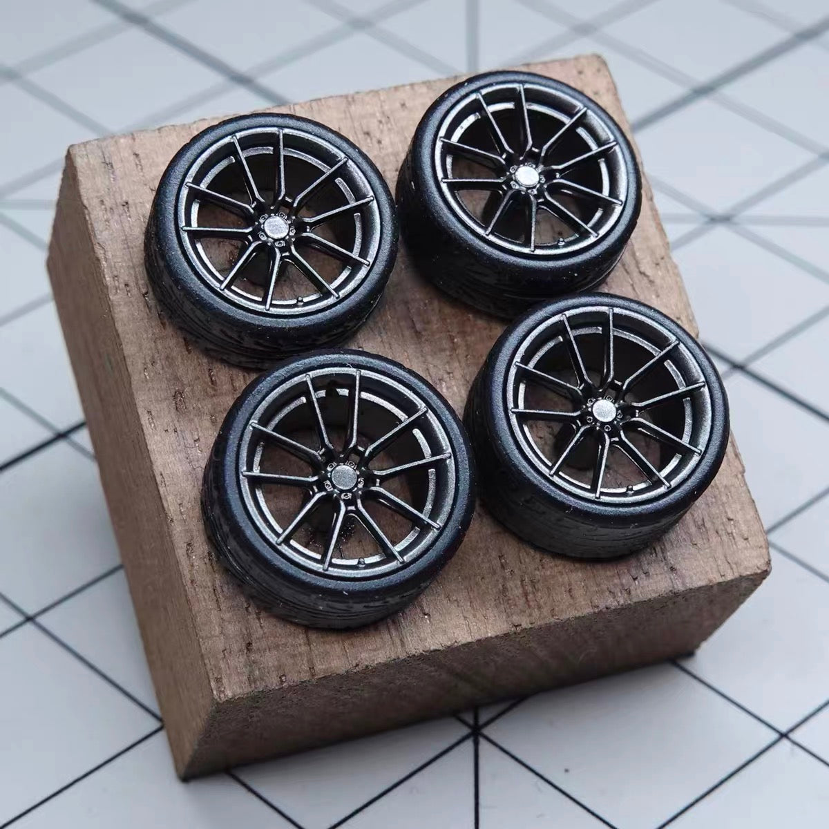 Puff Studio 1:64 Vossen NF9 Wheels | Front 8.5mm Rear 8.8mm Axle OEM Style Aggressive Stance Diecast Custom Wheels