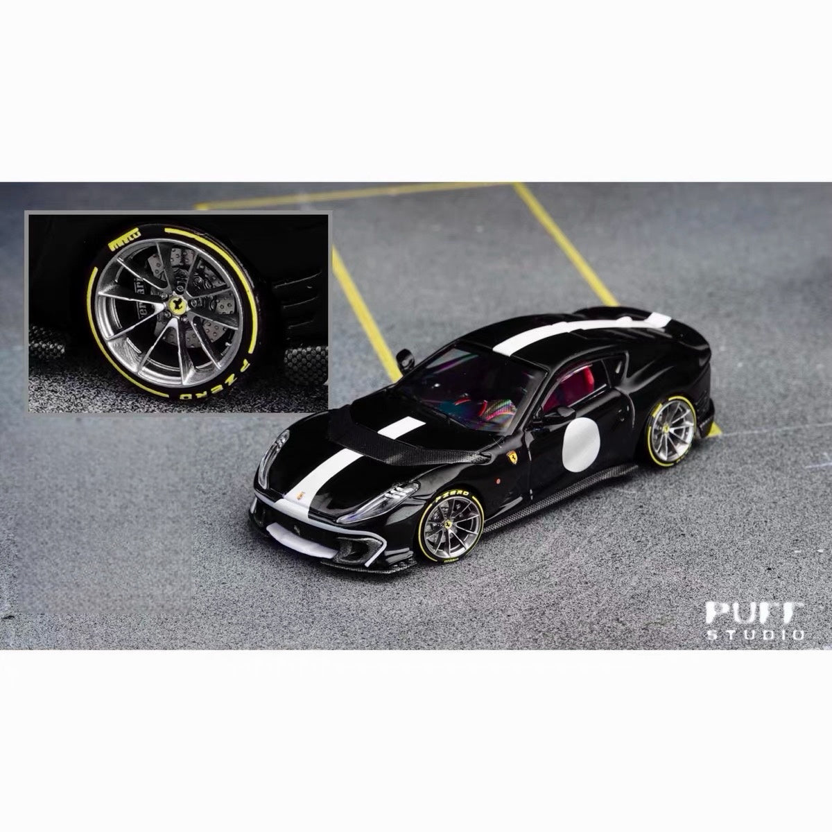 Puff Studio 1:64 Ferrari 812 Wheels | Front 8.5mm Rear 8.8mm Axle OEM Style Aggressive Stance Diecast Custom Wheels