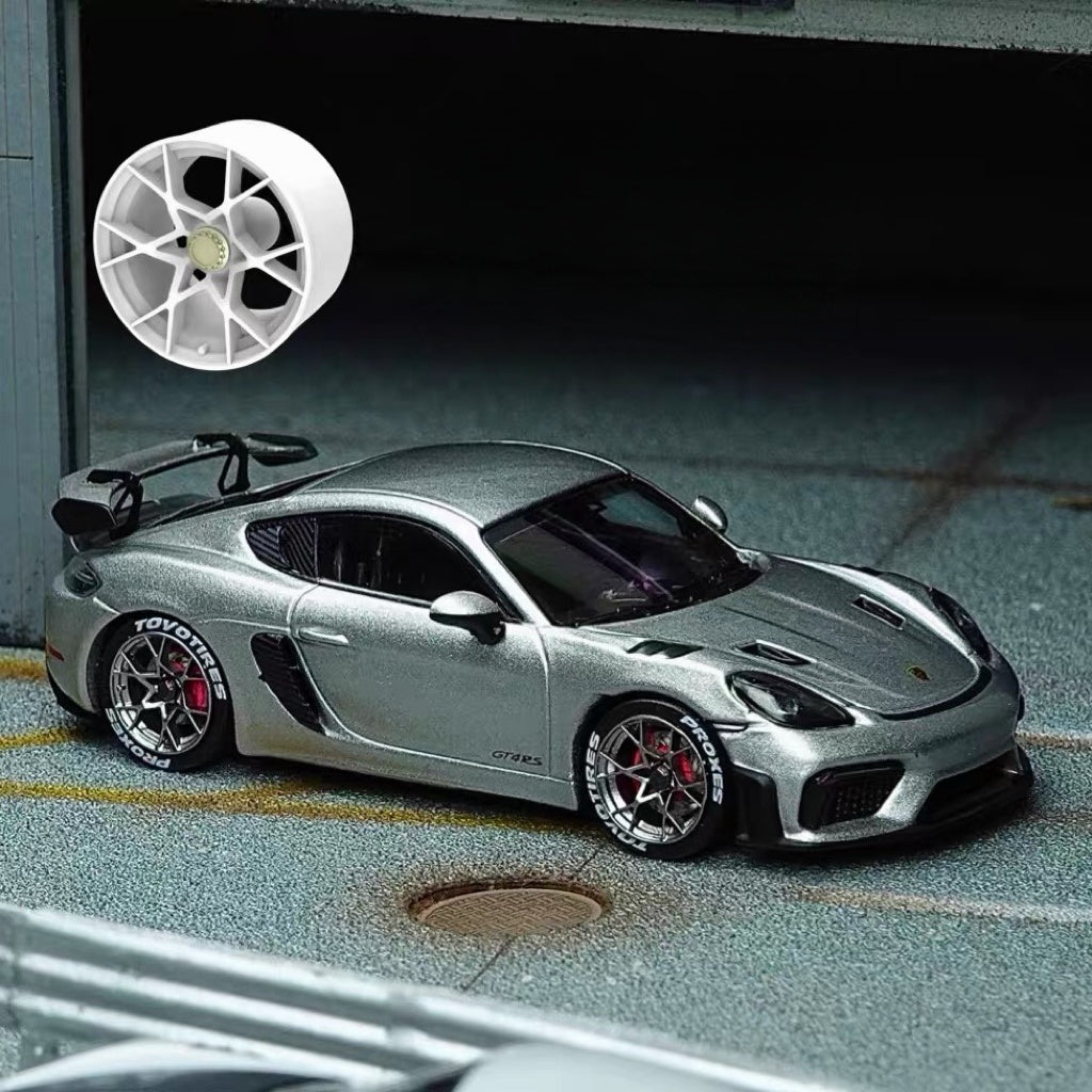 Puff Studio 1:64 Porsche 718 GT4 OEM Wheels | 8.1mm Axle Factory Style Diecast Custom Wheel Set