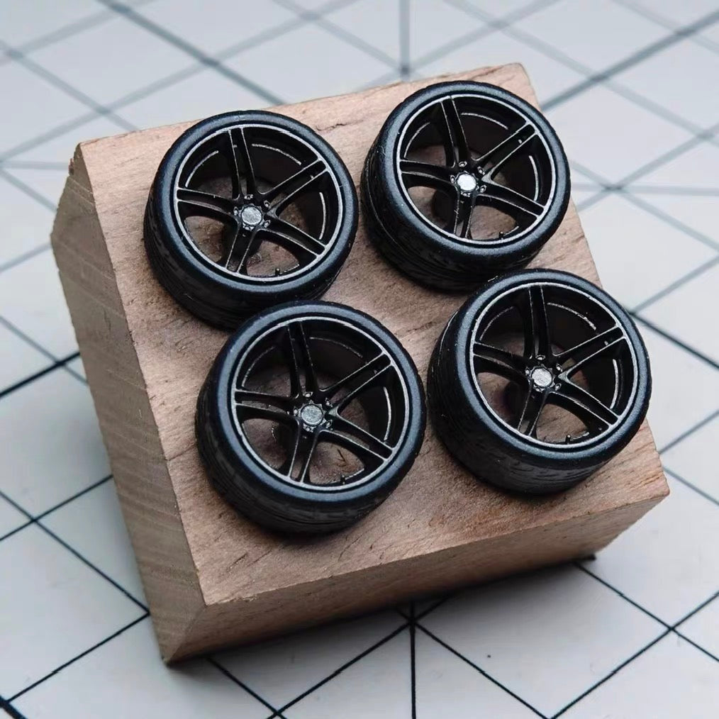 Puff Studio 1:64 HRE P207 Wheels | Front 8.5mm Rear 8.8mm Axle Aggressive Stance Diecast Custom Wheel Set