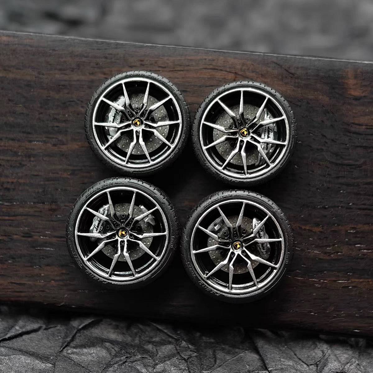 1:64 DD MODEL Rolling Wheels with Bearings - Factory Stock Rims for Custom LP720 LP740 Diecast Car