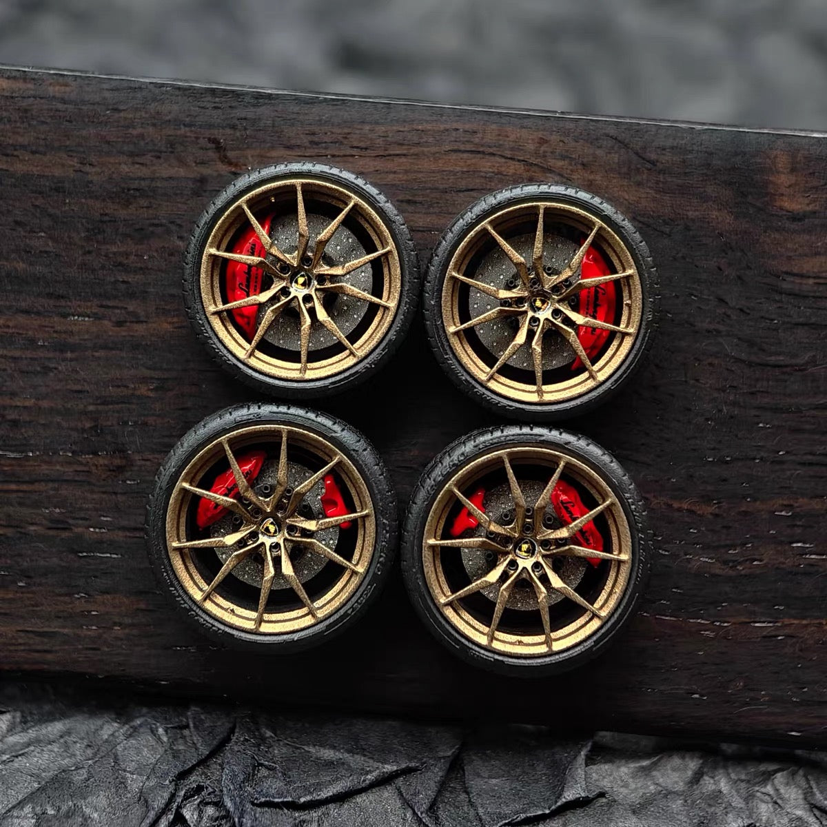 1:64 DD MODEL Rolling Wheels with Bearings - Factory Stock Rims for Custom LP720 LP740 Diecast Car