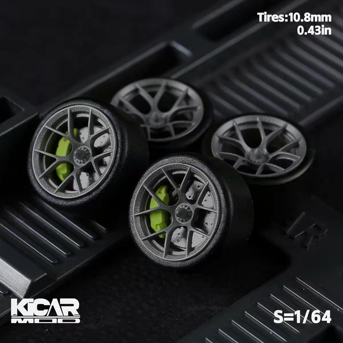 1:64 Dynamic Bearing Wheel Set with Resin Tires – Pink Dino & Green Dino Custom Wheels for MINI GT Diecast Model Cars