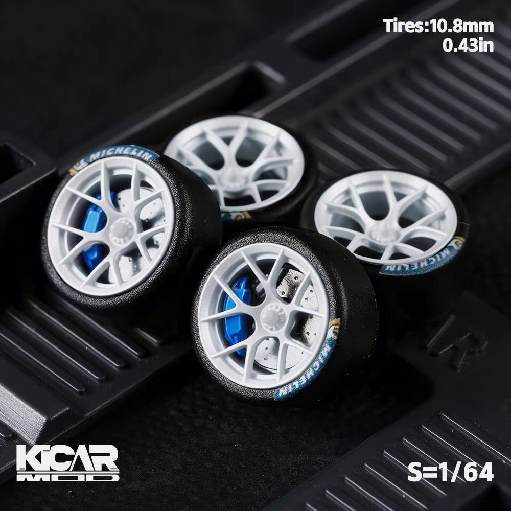 1:64 Dynamic Bearing Wheel Set with Resin Tires – Pink Dino & Green Dino Custom Wheels for MINI GT Diecast Model Cars