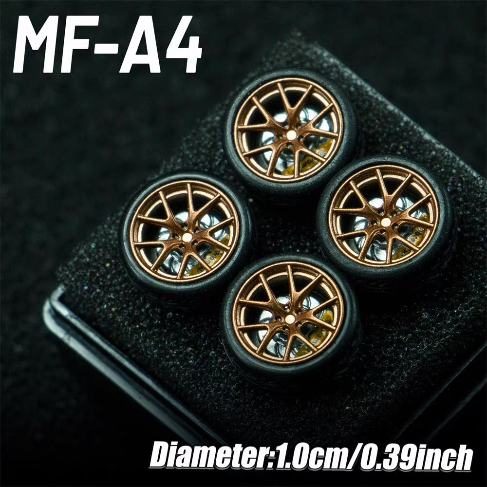 1:64 MF Bearing Wheels 10mm with Tires – Smooth Rolling Custom Wheel Set for Diecast Model Cars