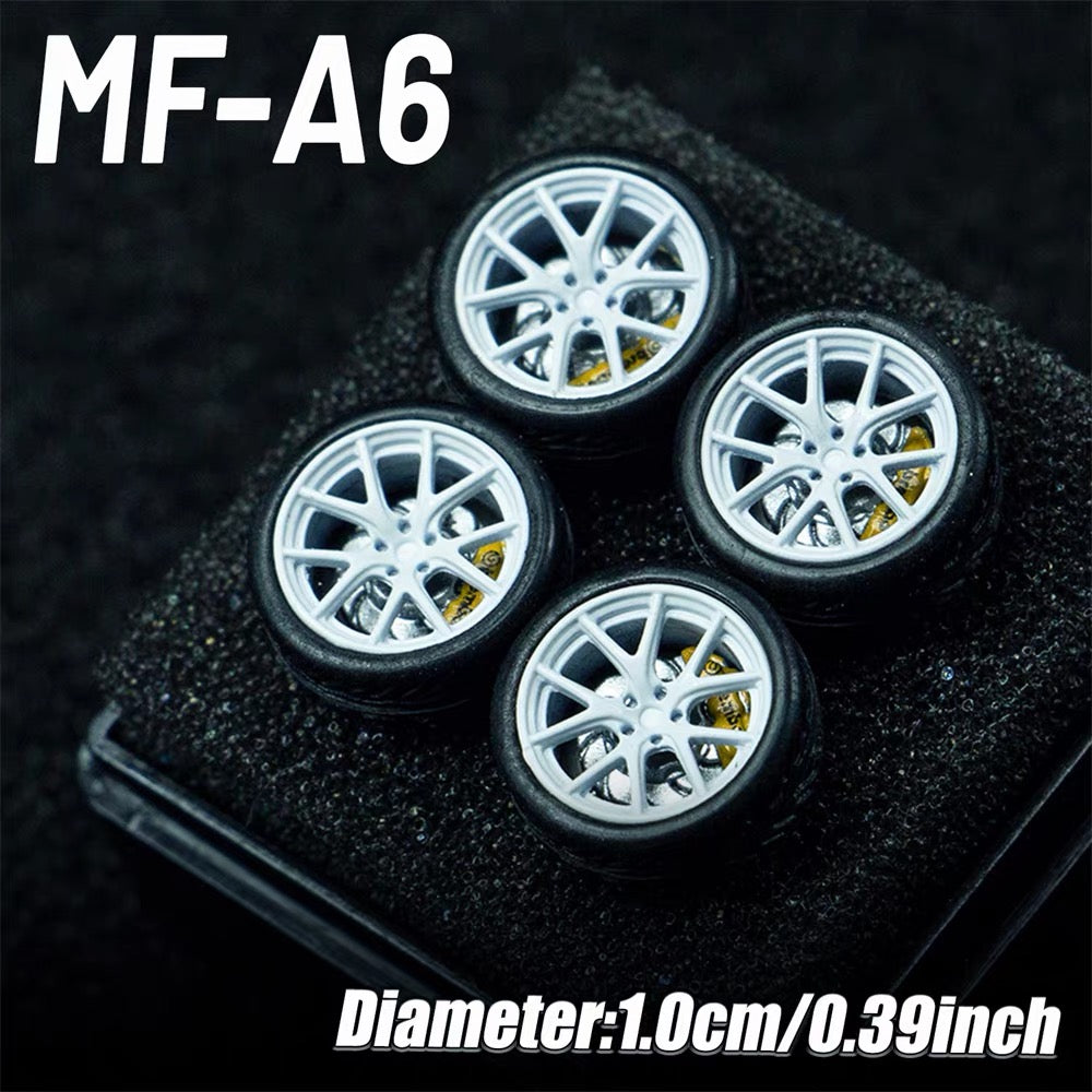 1:64 MF Bearing Wheels 10mm with Tires – Smooth Rolling Custom Wheel Set for Diecast Model Cars