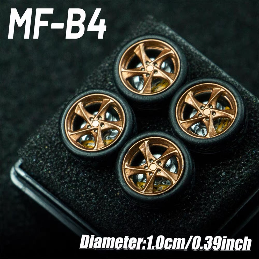 1:64 MF Bearing Wheels 10mm with Tires – Smooth Rolling Custom Wheel Set for Diecast Model Cars