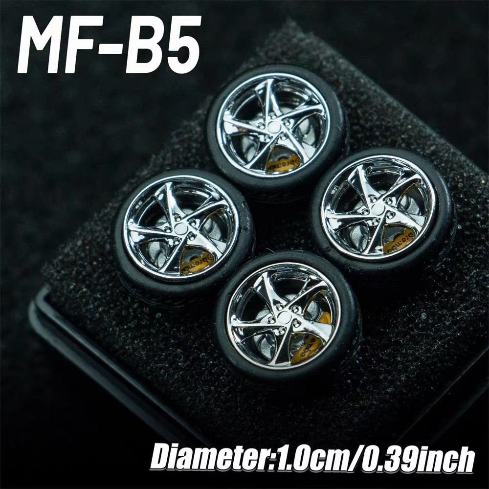 1:64 MF Bearing Wheels 10mm with Tires – Smooth Rolling Custom Wheel Set for Diecast Model Cars