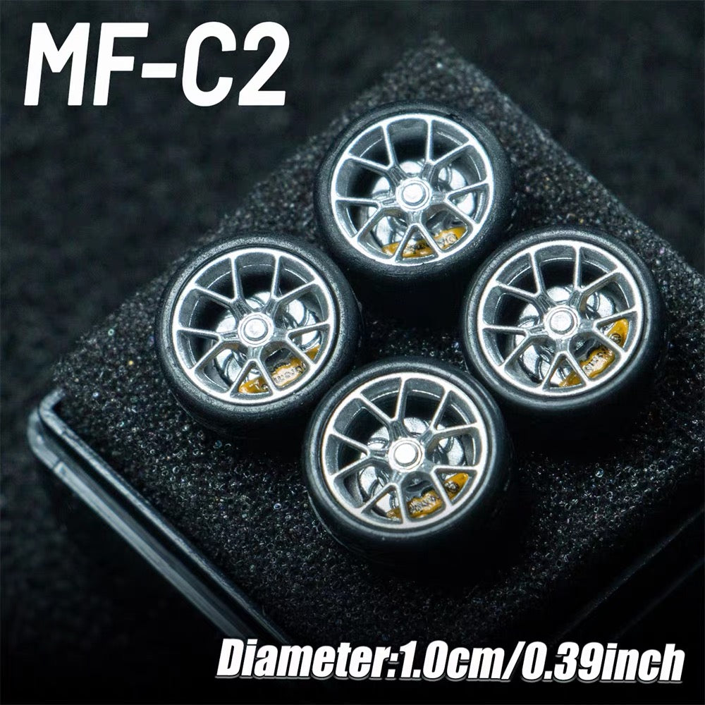 1:64 MF Bearing Wheels 10mm with Tires – Smooth Rolling Custom Wheel Set for Diecast Model Cars