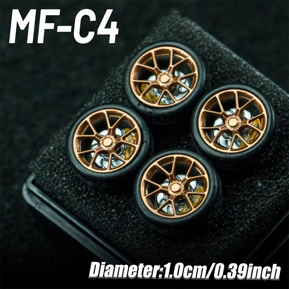 1:64 MF Bearing Wheels 10mm with Tires – Smooth Rolling Custom Wheel Set for Diecast Model Cars