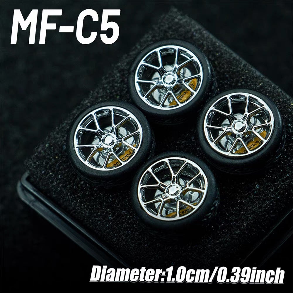 1:64 MF Bearing Wheels 10mm with Tires – Smooth Rolling Custom Wheel Set for Diecast Model Cars