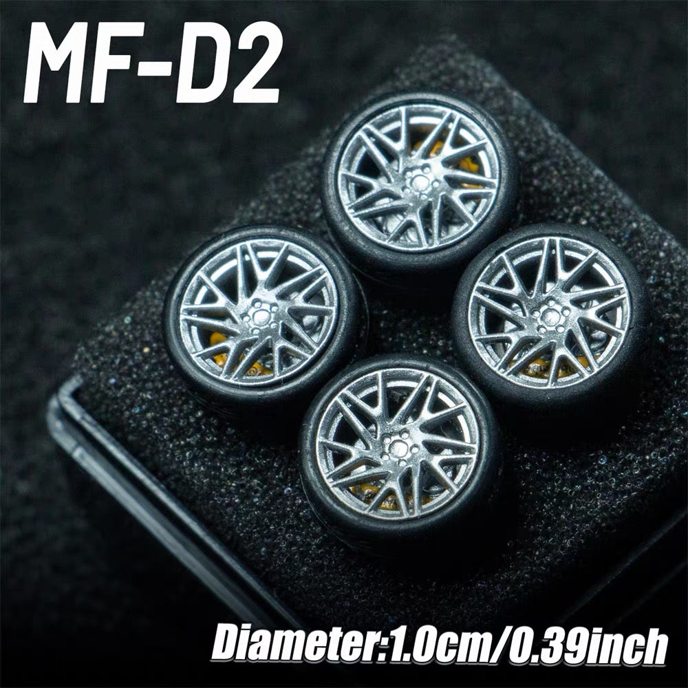 1:64 MF Bearing Wheels 10mm with Tires – Smooth Rolling Custom Wheel Set for Diecast Model Cars