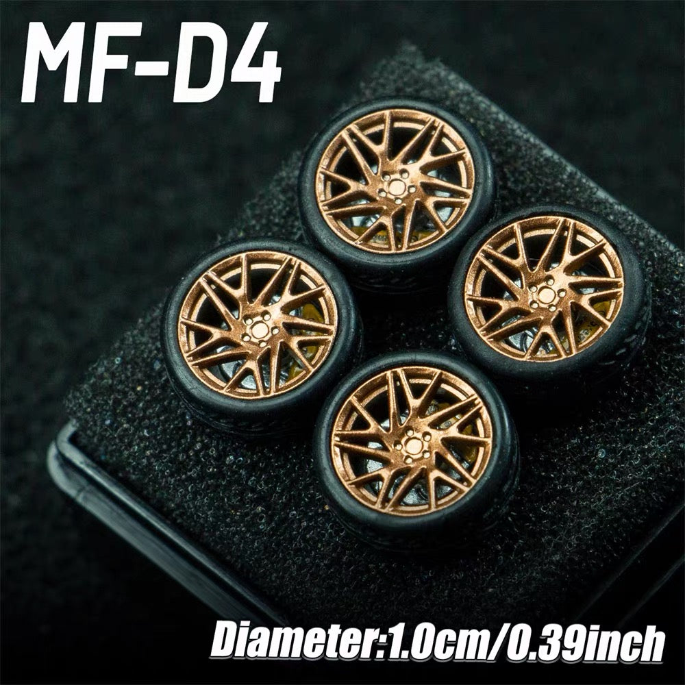 1:64 MF Bearing Wheels 10mm with Tires – Smooth Rolling Custom Wheel Set for Diecast Model Cars