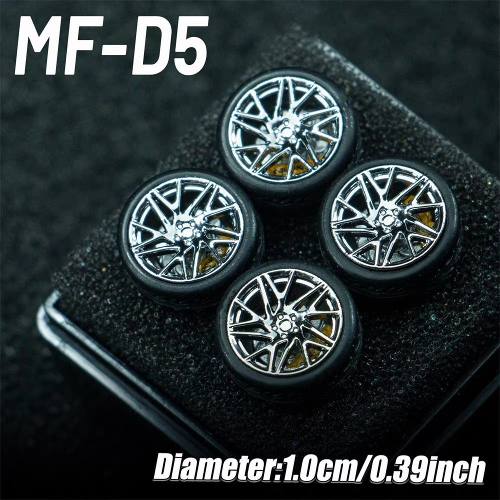 1:64 MF Bearing Wheels 10mm with Tires – Smooth Rolling Custom Wheel Set for Diecast Model Cars