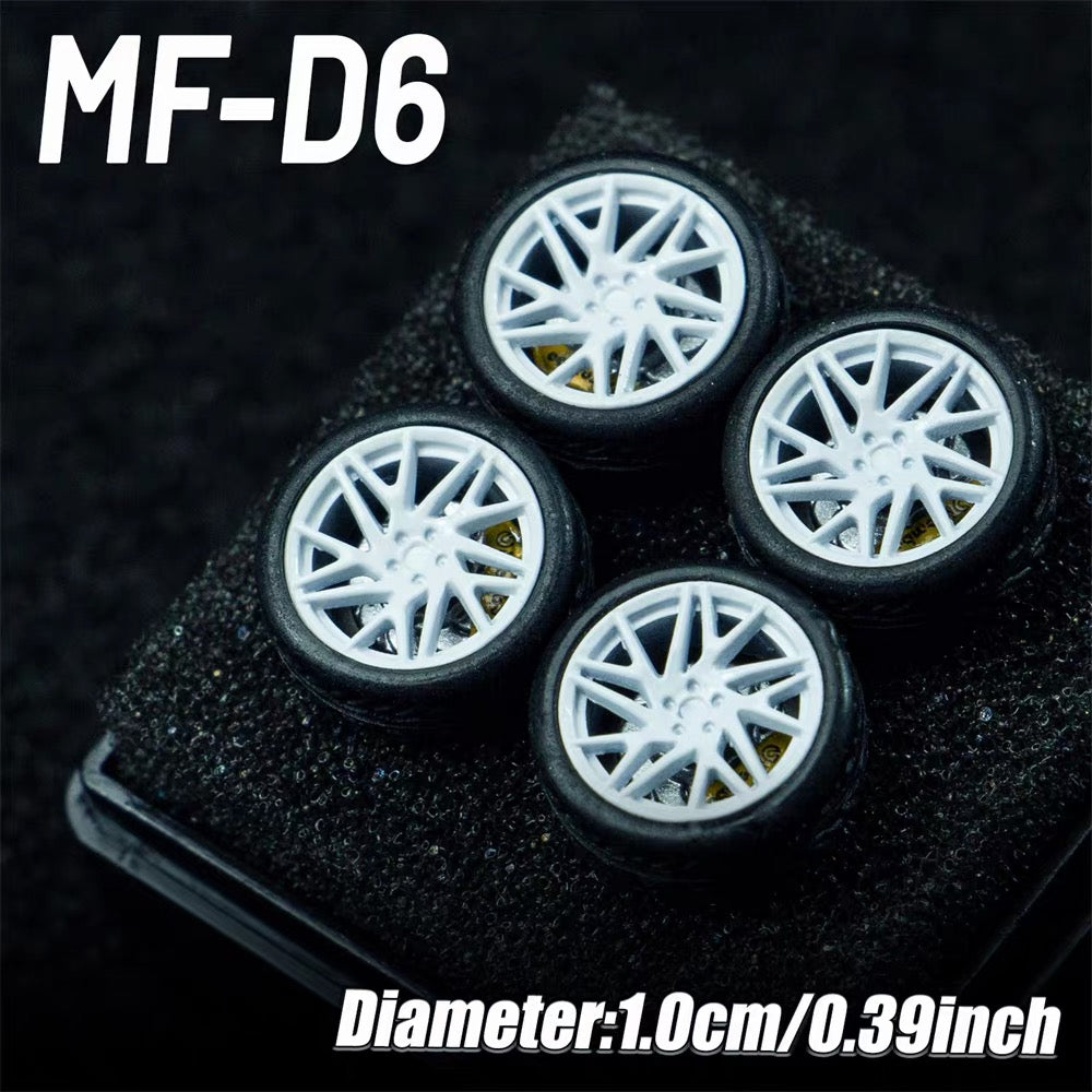1:64 MF Bearing Wheels 10mm with Tires – Smooth Rolling Custom Wheel Set for Diecast Model Cars