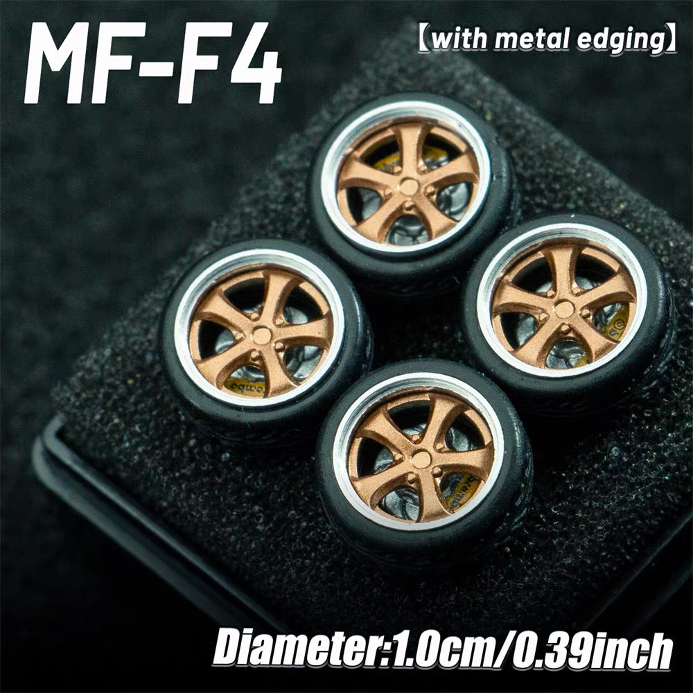 1:64 MF Bearing Wheels 10mm with Tires – Smooth Rolling Custom Wheel Set for Diecast Model Cars