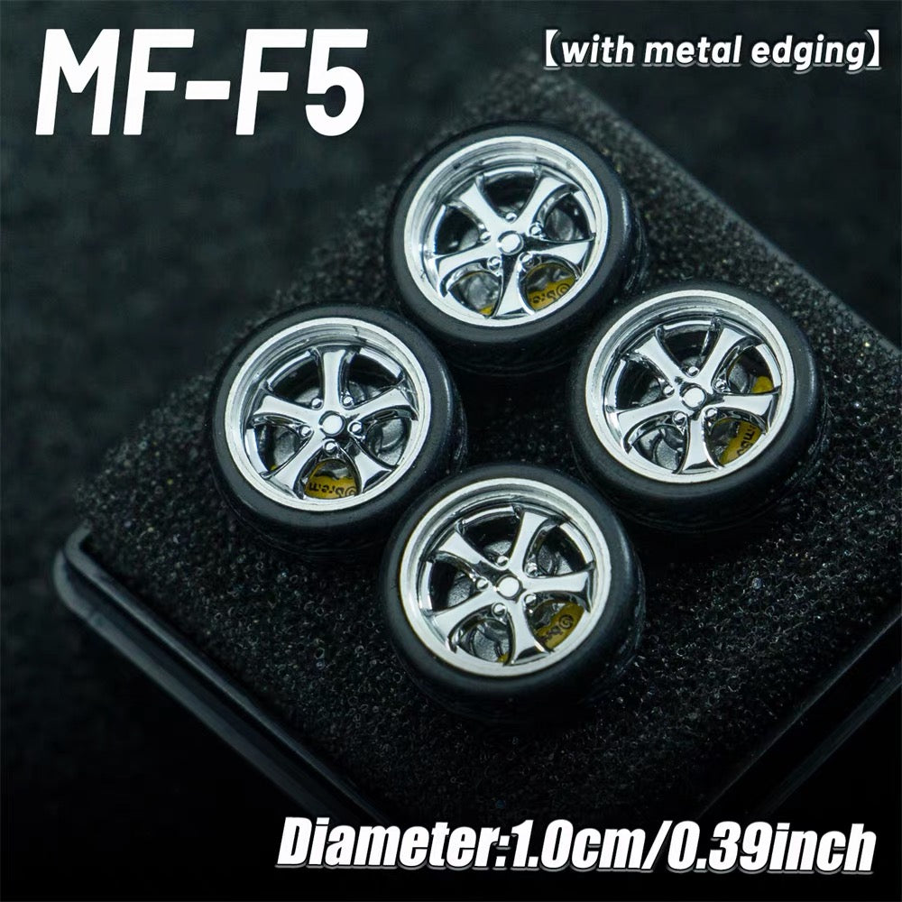 1:64 MF Bearing Wheels 10mm with Tires – Smooth Rolling Custom Wheel Set for Diecast Model Cars