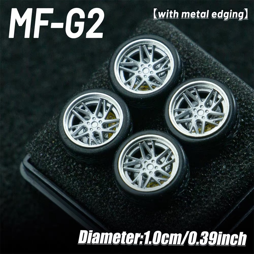1:64 MF Bearing Wheels 10mm with Tires – Smooth Rolling Custom Wheel Set for Diecast Model Cars