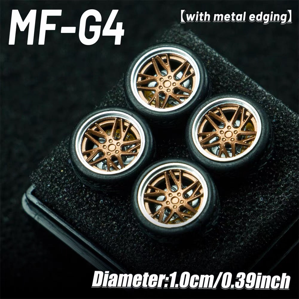 1:64 MF Bearing Wheels 10mm with Tires – Smooth Rolling Custom Wheel Set for Diecast Model Cars