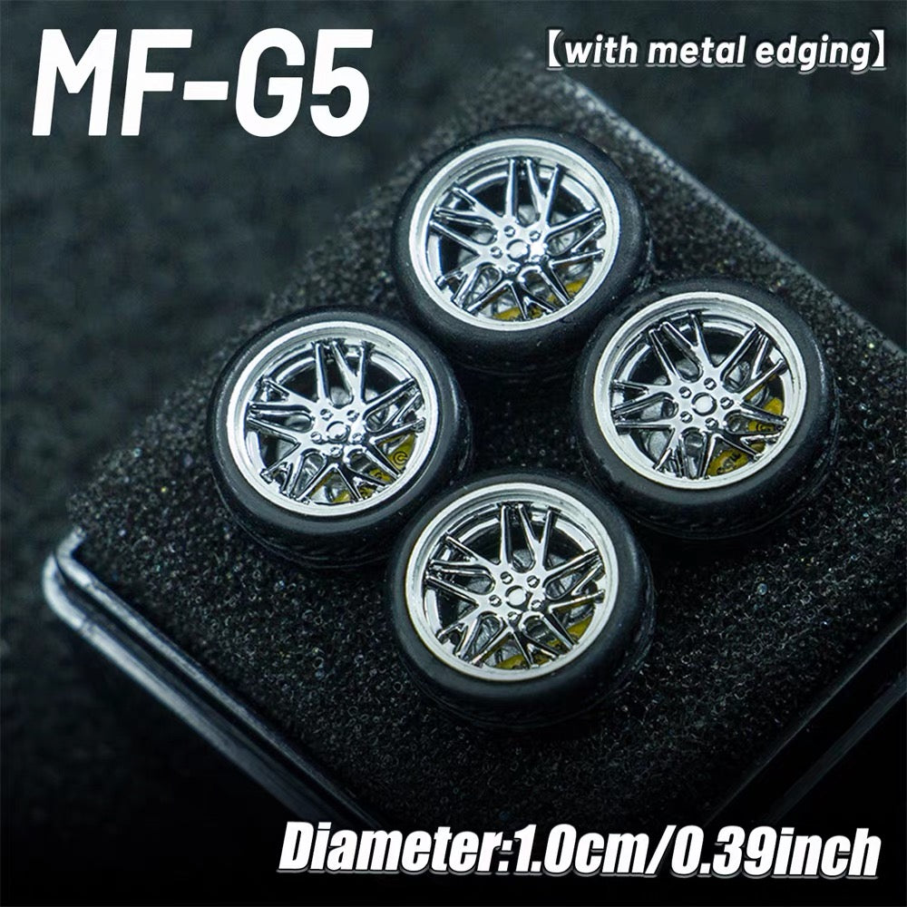 1:64 MF Bearing Wheels 10mm with Tires – Smooth Rolling Custom Wheel Set for Diecast Model Cars