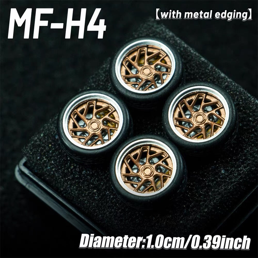 1:64 MF Bearing Wheels 10mm with Tires – Smooth Rolling Custom Wheel Set for Diecast Model Cars