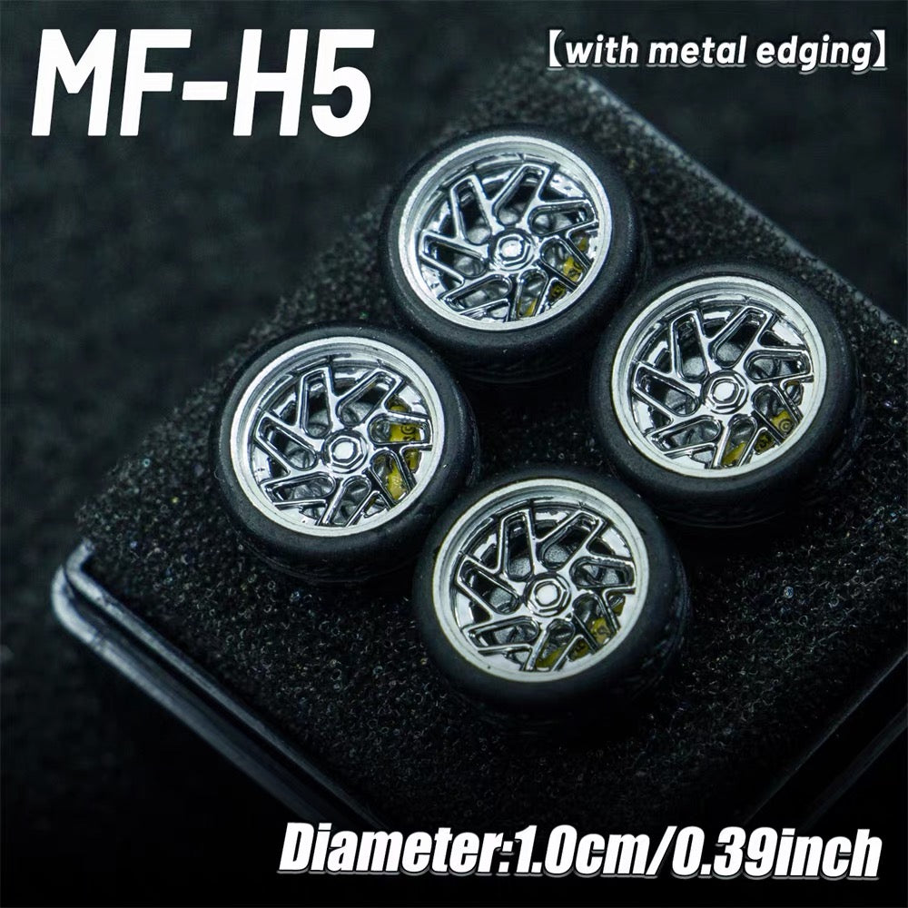 1:64 MF Bearing Wheels 10mm with Tires – Smooth Rolling Custom Wheel Set for Diecast Model Cars