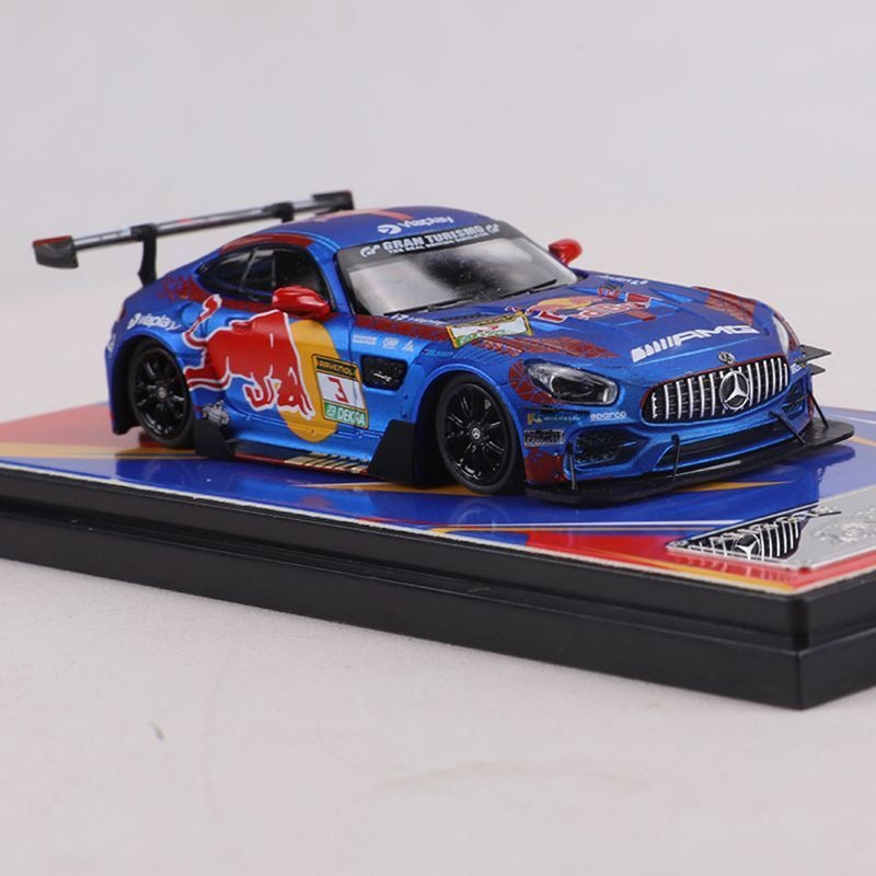RM 1:64 Mercedes-AMG GT S Racing Car Diecast Model Red Bull Inspired Livery Metal Collectible Model Car