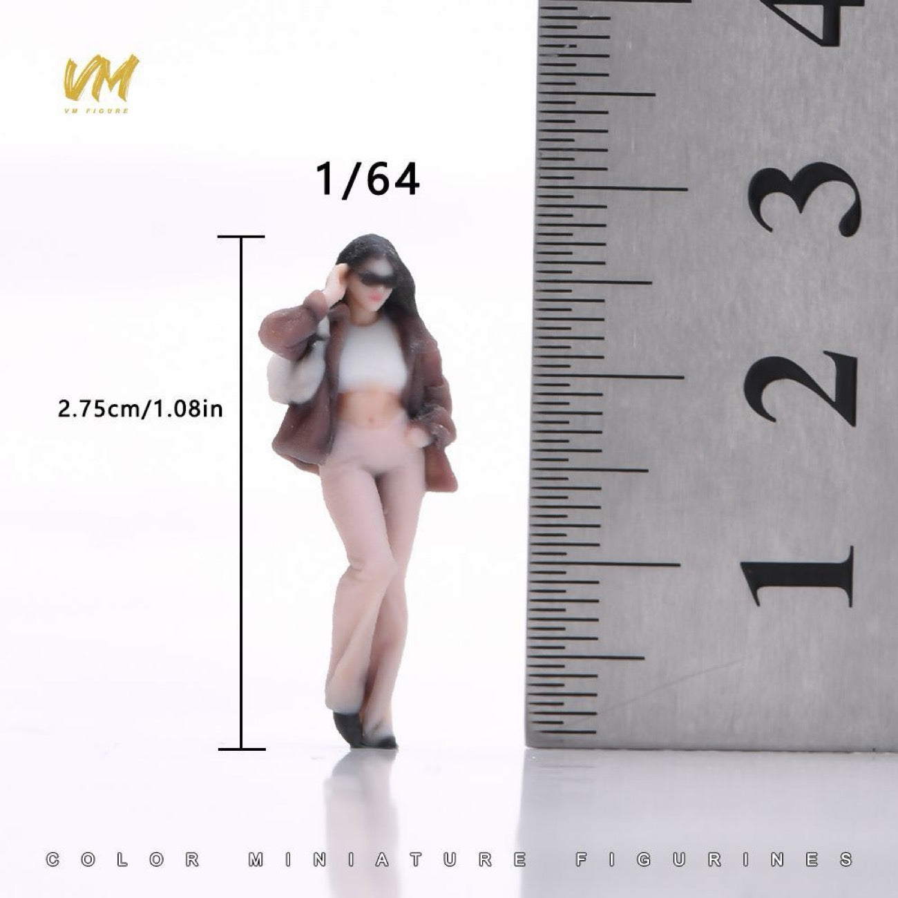 1:64 Stylish Female Figure with Sunglasses | 3D Printed Miniature Diorama Figure for Diecast Model Cars