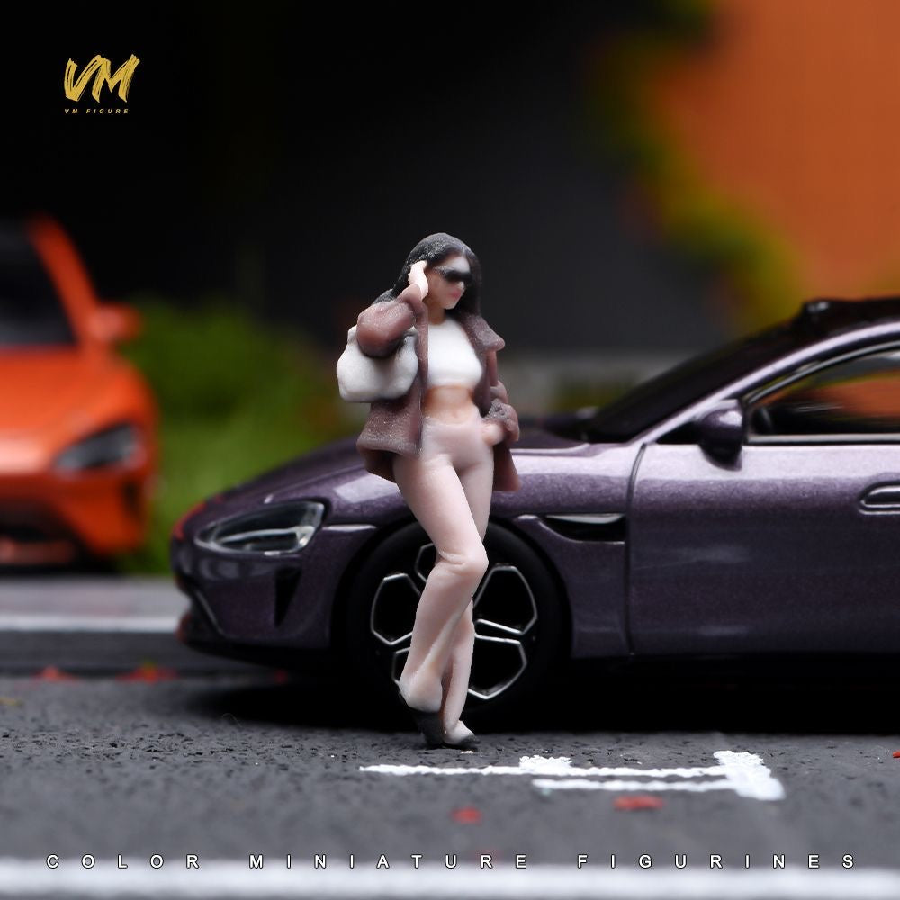 1:64 Stylish Female Figure with Sunglasses | 3D Printed Miniature Diorama Figure for Diecast Model Cars