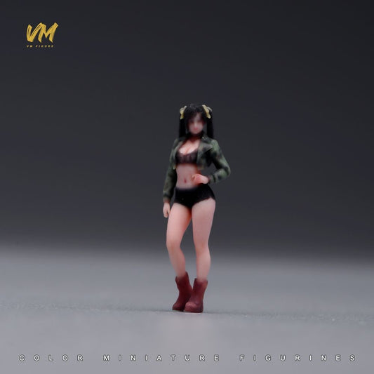 1:64 Workwear Twin-Tail Girl Figure | Full-Color 3D Printed Miniature Diorama Figure for Diecast Model Cars